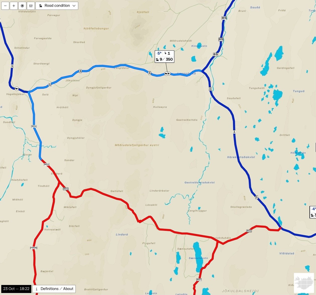 Las carreteras de Möðrudalsöræfum a finales de otoño