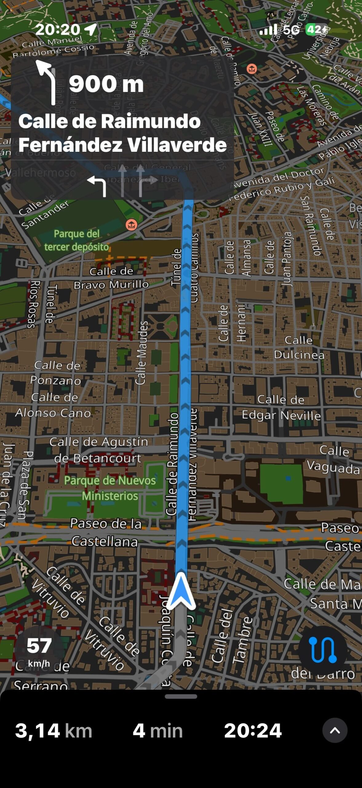 Guru Maps en modo nocturno