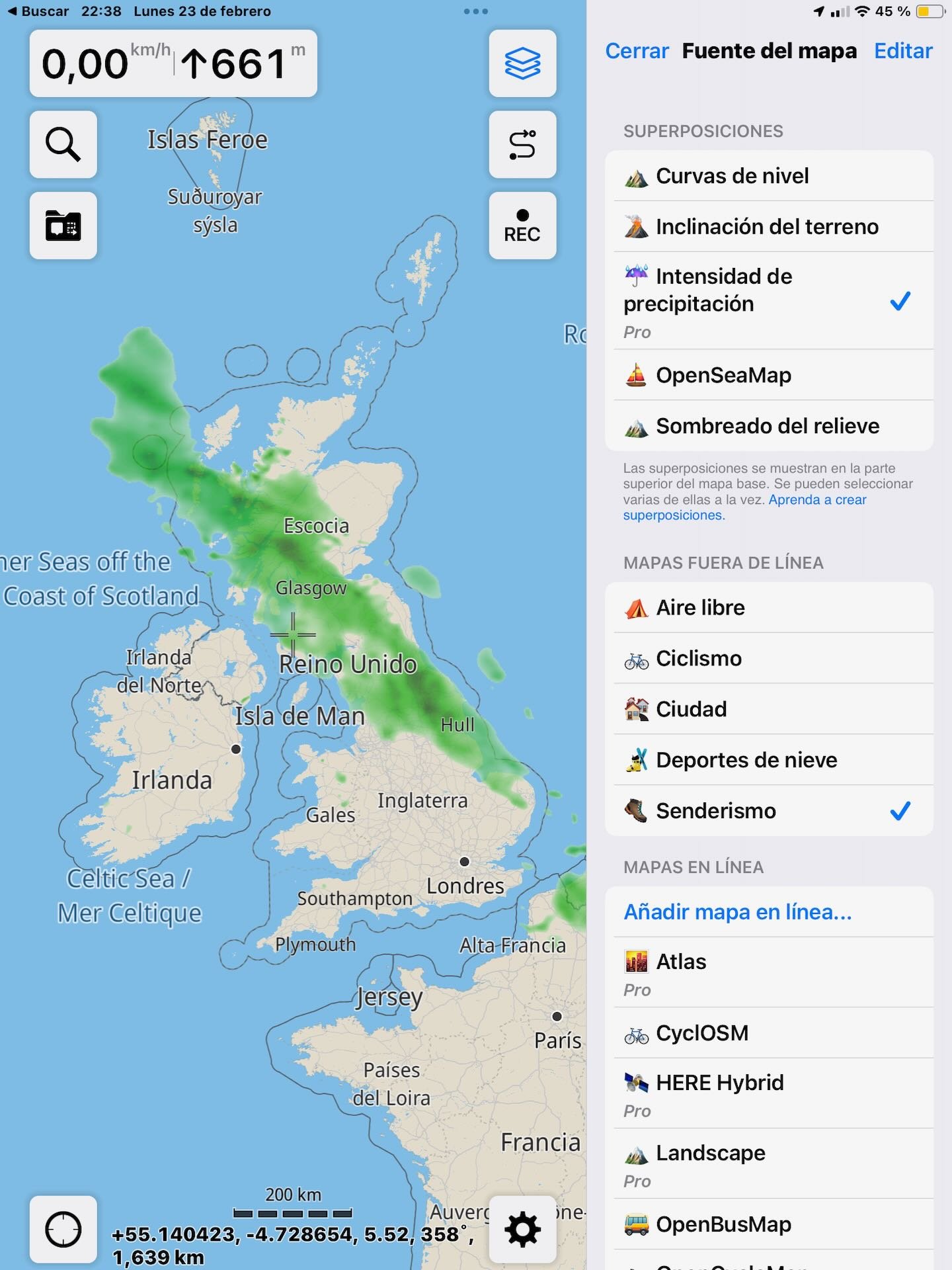 Lluvia en las Islas Británicas