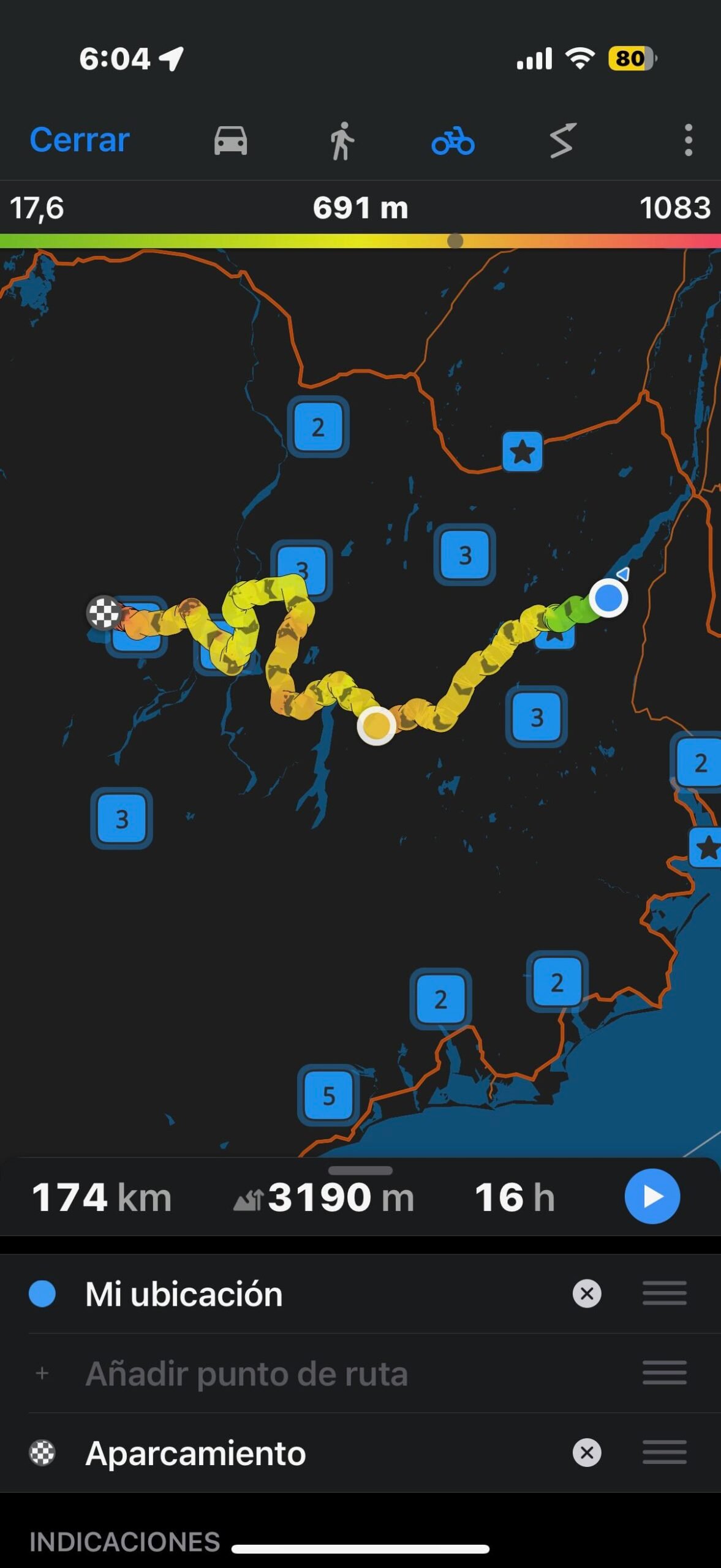 Una ruta en bicicleta